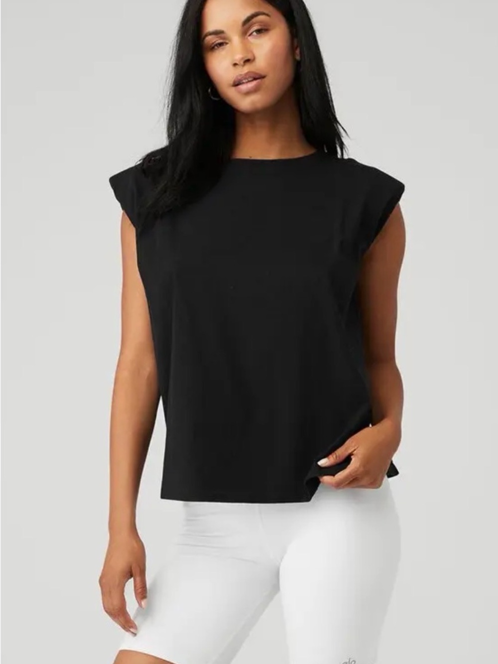 Alo Yoga Headliner Shoulder Pad Sleeveless Tank with Center Logo on the back